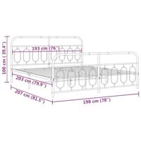 Bedframe met hoofd- en voeteneinde metaal wit 193x203 cm - thumbnail