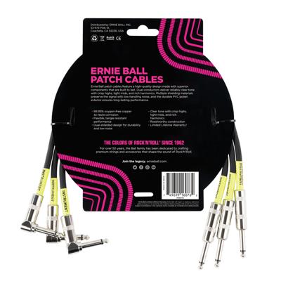 Ernie Ball 6076 patchkabel haaks/recht 46 cm zwart (3 stuks)