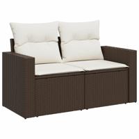 9-delige Loungeset met kussens poly rattan bruin - thumbnail