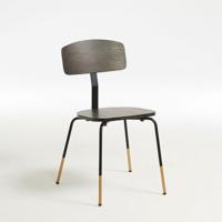 Milian stoel in essenfineer met stalen poten en goudkleurig detail - thumbnail