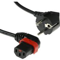 ACT AK5259 Netsnoer Schuko CEE 7/7 male (haaks) - C13 IEC Lock (links haaks) | Zwart | 2 meter - thumbnail