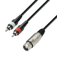 Adam Hall 3 Star YFCC 0300 verloopkabel 1x XLR female naar 2x RCA 3m - thumbnail