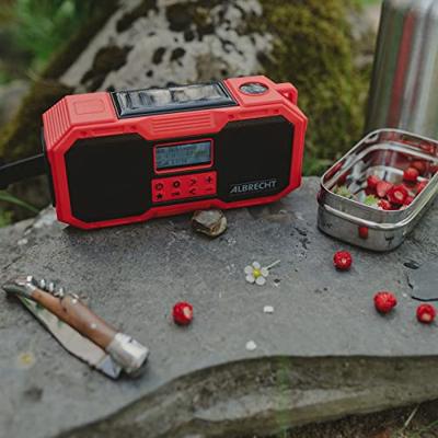Albrecht DR 112 Outdoorradio DAB+, VHF (FM) Noodradio, USB, Bluetooth Acculaadfunctie, Handslinger, Zonnepaneel, Spatwaterbestendig, Stofvast, Zaklamp,