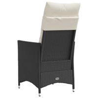 Tuinstoel verstelbaar met kussens poly rattan zwart - thumbnail