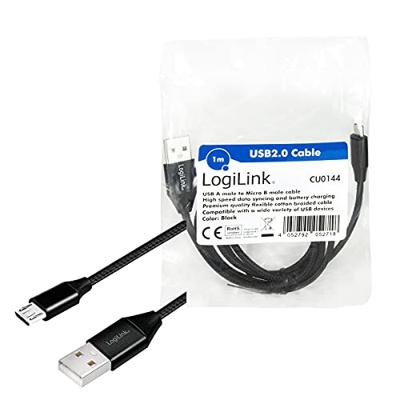 USB 2.0 aansluitkabel, USB (type A) naar micro-USB zwart, 1 m