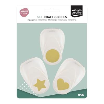 Vaessen Creative • figuurpons set cirkel hart ster 3st