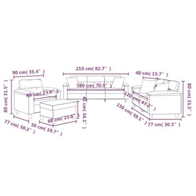 4-delige Loungeset met kussens microvezelstof taupe