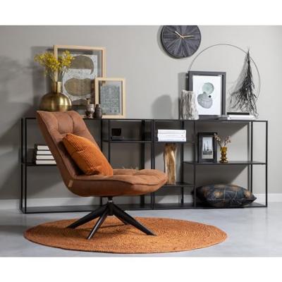 WOOOD Draaifauteuil 'Jouke' PU leder, kleur Cognac
