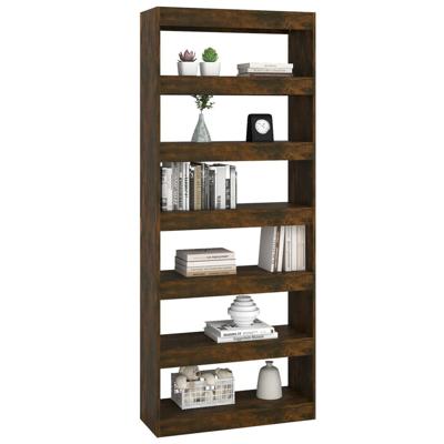 Boekenkast/kamerscherm 80x30x198 cm bewerkt hout gerookt eiken