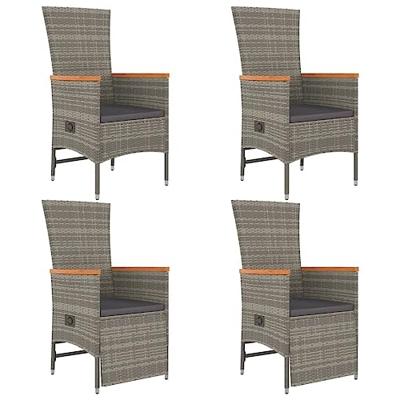 5-delige Tuinset met kussens poly rattan grijs