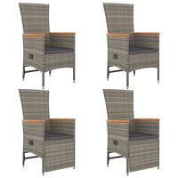 5-delige Tuinset met kussens poly rattan grijs - thumbnail