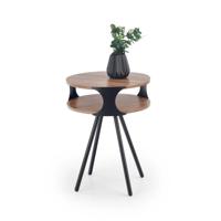 Gebor - Bijzettafeltje – Ronde Bijzettafel – Bijzonder Design – Industrieel – Vintage Look – Staal – Mdf – Zwart - thumbnail