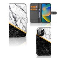 iPhone 14 Pro Max | Bookcase | Marmer Wit Zwart - Origineel Cadeau Man - thumbnail