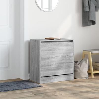 VidaXL Schoenenkast 60x34x63,5 cm bewerkt hout grijs sonoma eikenkleur VidaXL Schoenenkast 60x34x63,5 cm bewerkt hout grijs sonoma eikenkleur