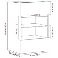 Wandkasten met LED-verlichting voor tv 2 st 40x30x60,5 cm betongrijs - thumbnail