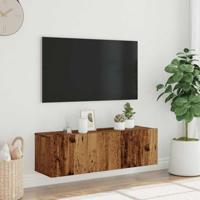 Tv-wandmeubel 100x30x30 cm bewerkt hout oud houtkleurig - thumbnail
