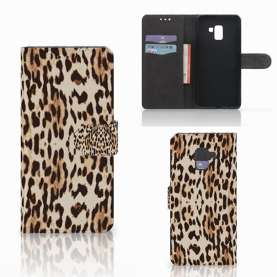 Samsung Galaxy A8 Plus (2018) Telefoonhoesje met Pasjes Leopard Samsung Galaxy A8 Plus (2018) Telefoonhoesje met Pasjes Leopard