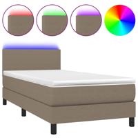 Boxspring met matras en LED stof taupe 90x190 cm - thumbnail