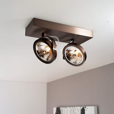 Saturno bronzo II by LUSENZ - 2-lichts plafondspot met kantelbare geborstelde bronzen basis en armatuur Saturno bronzo II by LUSENZ - 2-lichts plafondspot met kantelbare geborstelde bronzen basis en armatuur