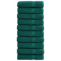 VidaXL Badhanddoeken solund 10 st 600 g/m² 70x140 cm groen - thumbnail
