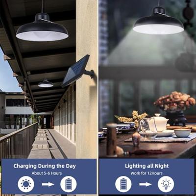 Lampade a sospensione solari doppie - LUMISKY - WAREN - Ø18 cm - Paralume in metallo nero - LED bianco freddo