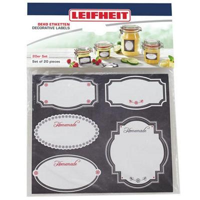 Leifheit 3218 zelfklevende deco-etiketten 20 stuks zwart/wit