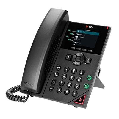 Poly com VVX 250-4-regelige desktop business IP-telefoon met twee 10/100/1000 Ethernet-poorten