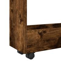 Opbergtrolley smal 3-laags bewerkt hout gerookt eikenkleurig - thumbnail