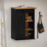 Bovenkast HALDEN met schuifdeur 49x22,5x70 cm grenenhout zwart - thumbnail