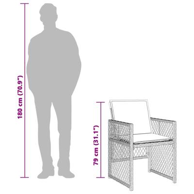 5-delige Tuinset met kussens poly rattan bruin - thumbnail