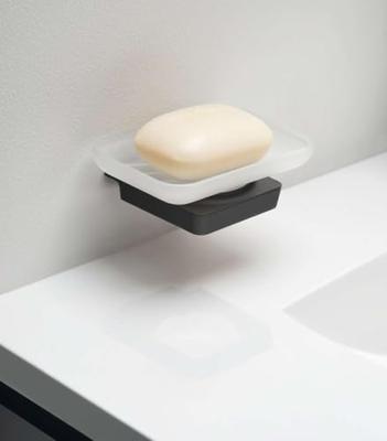 Zeephouder Sapho Zen Black Hangend 4.2x13.5 cm Zwart / Melkglas Zeephouder Sapho Zen Black Hangend 4.2x13.5 cm Zwart / Melkglas