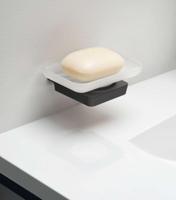 Zeephouder Sapho Zen Black Hangend 4.2x13.5 cm Zwart / Melkglas - thumbnail