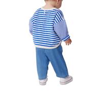 Baby T-shirt van katoen met lange mouwen, gestreept PETIT BATEAU blauw - thumbnail