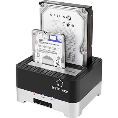 Renkforce RF-DOCKING-02 USB-A 3.0 SATA 6 Gb/s 2 poorten Harde schijf-kopieerstation 2.5 inch, 3.5 inch Met clone-functie