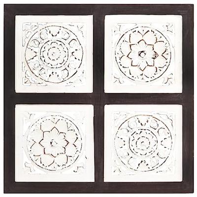 VidaXL Wandpaneel handgesneden 40x40x1,5 cm mdf bruin en wit