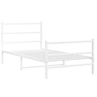 Bedframe met hoofd- en voeteneinde metaal wit 107x203 cm - thumbnail