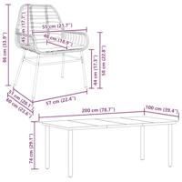 9-delige Tuinset met kussens poly rattan glas zwart - thumbnail