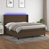 Boxspring met matras en LED stof donkerbruin 180x200 cm - thumbnail