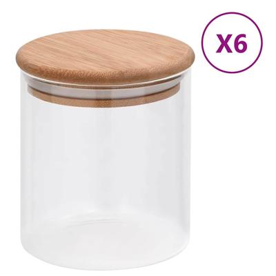 VidaXL Opbergpotten met bamboe deksel 6 st 600 ml glas