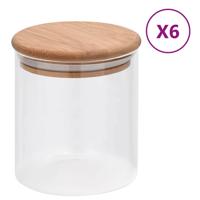 VidaXL Opbergpotten met bamboe deksel 6 st 600 ml glas - thumbnail