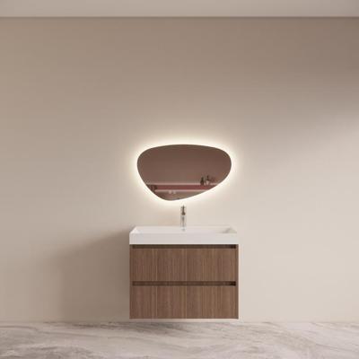 Badmeubelset BWS Riga Met Lako Wastafel Wit 80 cm Donker Eiken Japandi