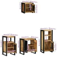 Badkamermeubelset met plank 4 pcs Bruin Massief Mango Hout - thumbnail