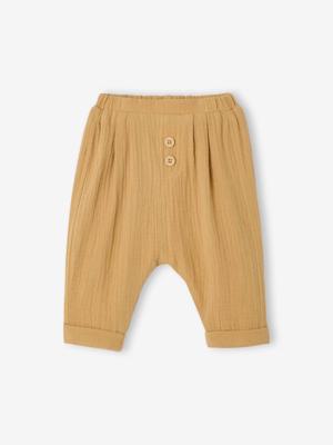 Broek in harem-model van hydrofiel katoen baby jongen geel Broek in harem-model van hydrofiel katoen baby jongen geel