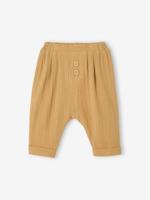 Broek in harem-model van hydrofiel katoen baby jongen geel - thumbnail
