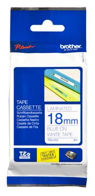 Labeltape Brother P-touch TZe-243 standaard 18mm blauw op wit
