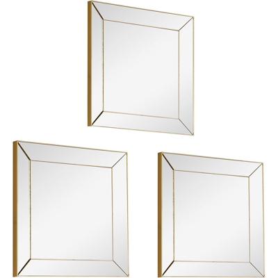 Gouden Vierkante Spiegelset - 3 Stuks - Kunststof Frame
