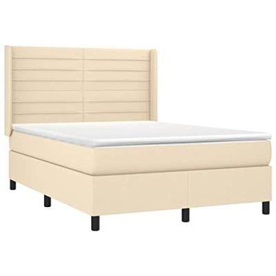 Boxspring met matras en LED stof crèmekleurig 140x190 cm