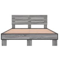 Bedframe bewerkt hout metaal grijs sonoma eiken 140x200 cm - thumbnail