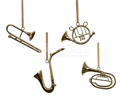 Kerstornament Blaasinstrument Messing Assorti 1st