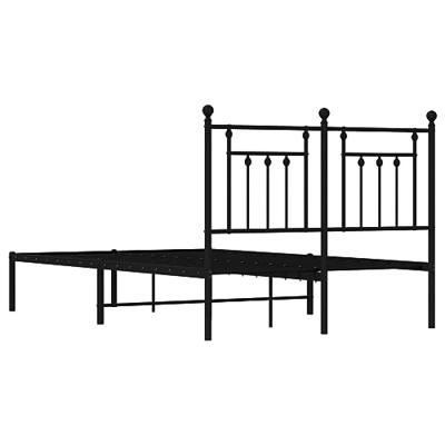 Bedframe met hoofdbord metaal zwart 135x190 cm